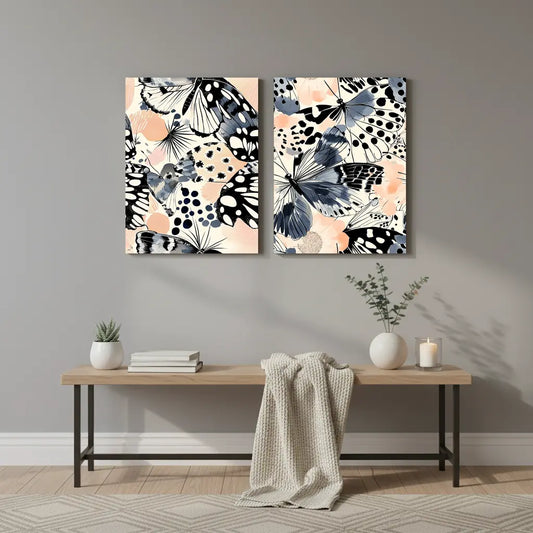 Midnight Wings Abstract Butterfly Canvas Art – Bedroom Living Room Wall Decor
