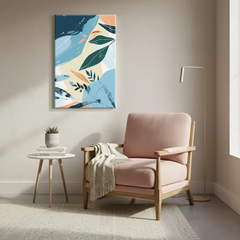 Teal Botanica Canvas Art – Modern Bedroom Living Room Wall Decor