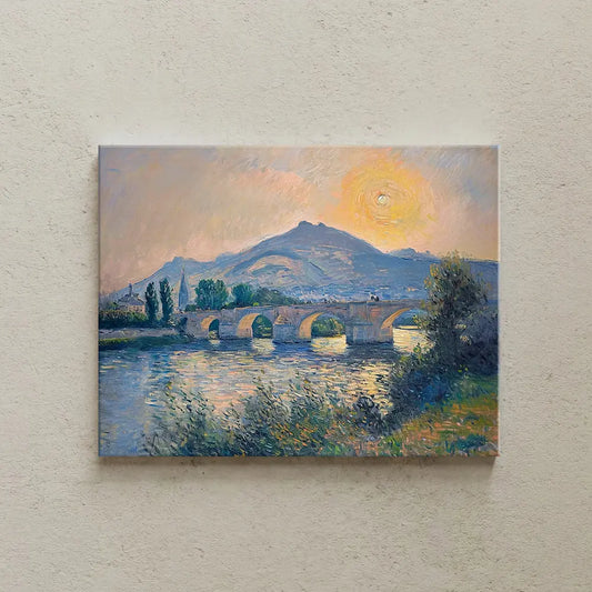 Impressionist Landscape Canvas Art – Painterly Bedroom Living Room Wall Decor