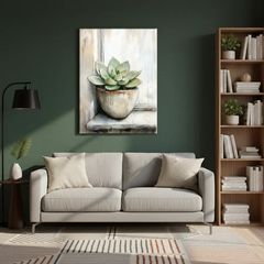 Vintage Cactus Floral Canvas Art – Botanical Bedroom Living Room Wall Decor
