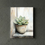 Vintage Cactus Floral Canvas Art – Botanical Bedroom Living Room Wall Decor