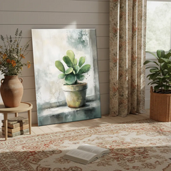 Vintage Cactus Floral Canvas Art – Botanical Bedroom Living Room Wall Decor
