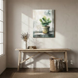 Vintage Cactus Floral Canvas Art – Botanical Bedroom Living Room Wall Decor