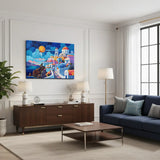 Santorini Dreamscape Canvas Art – Mediterranean Bedroom Living Room Wall Decor