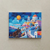 Santorini Dreamscape Canvas Art – Mediterranean Bedroom Living Room Wall Decor
