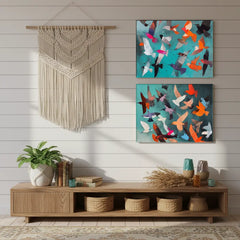 Colorful Abstract Birds Canvas Art – Vibrant Bedroom Living Room Wall Decor
