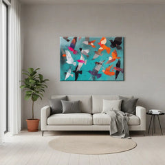 Colorful Abstract Birds Canvas Art – Vibrant Bedroom Living Room Wall Decor