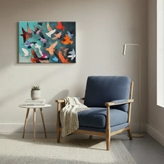Colorful Abstract Birds Canvas Art – Vibrant Bedroom Living Room Wall Decor
