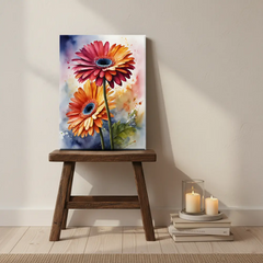 Vibrant Gerbera Colorful Floral Canvas Art – Bedroom Living Room Wall Decor