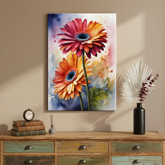 Vibrant Gerbera Colorful Floral Canvas Art – Bedroom Living Room Wall Decor