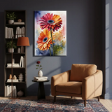 Vibrant Gerbera Colorful Floral Canvas Art – Bedroom Living Room Wall Decor