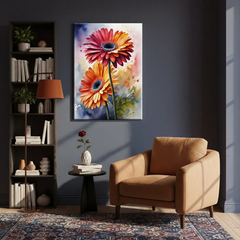 Vibrant Gerbera Colorful Floral Canvas Art – Bedroom Living Room Wall Decor