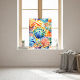 Colorful Seashell Coastal Watercolor Canvas Art – Bedroom Living Room Wall Decor