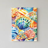 Colorful Seashell Coastal Watercolor Canvas Art – Bedroom Living Room Wall Decor