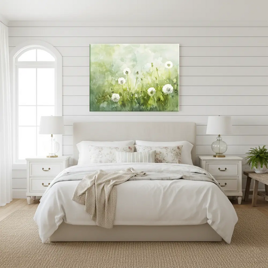 Soft Sage Green Botanical Canvas Wall Art – Bedroom Living Room Wall Decor