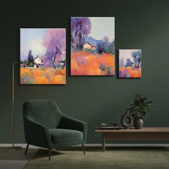 Lavender Field Landscape Impressionist Canvas Art – Bedroom Living Room Wall Decor