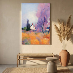 Lavender Field Landscape Impressionist Canvas Art – Bedroom Living Room Wall Decor