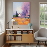 Lavender Field Landscape Impressionist Canvas Art – Bedroom Living Room Wall Decor