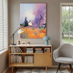 Lavender Field Landscape Impressionist Canvas Art – Bedroom Living Room Wall Decor