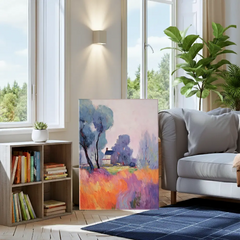 Lavender Field Landscape Impressionist Canvas Art – Bedroom Living Room Wall Decor