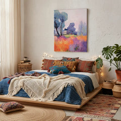 Lavender Field Landscape Impressionist Canvas Art – Bedroom Living Room Wall Decor