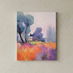 Lavender Field Landscape Impressionist Canvas Art – Bedroom Living Room Wall Decor