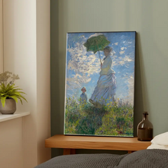 Woman with a Parasol Monet Impressionist Canvas Art – Bedroom Living Room Wall Decor