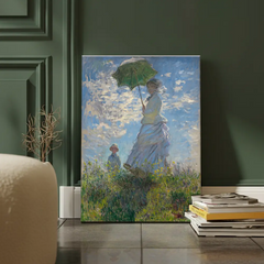 Woman with a Parasol Monet Impressionist Canvas Art – Bedroom Living Room Wall Decor
