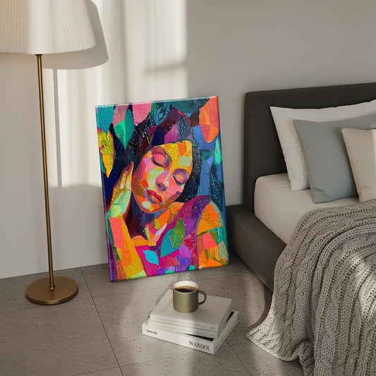 Colorful Abstract Woman Portrait Canvas Art – Bedroom Living Room Wall Decor