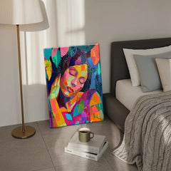Colorful Abstract Woman Portrait Canvas Art – Bedroom Living Room Wall Decor