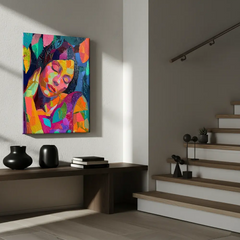 Colorful Abstract Woman Portrait Canvas Art – Bedroom Living Room Wall Decor