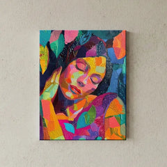 Colorful Abstract Woman Portrait Canvas Art – Bedroom Living Room Wall Decor
