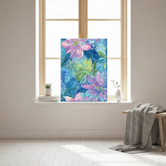 Blue Floral Harmony Abstract Botanical Canvas Art – Bedroom Living Room Wall Decor