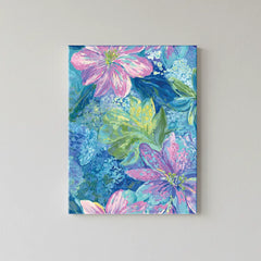 Blue Floral Harmony Abstract Botanical Canvas Art – Bedroom Living Room Wall Decor