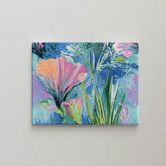Blue Floral Harmony Abstract Botanical Canvas Art – Bedroom Living Room Wall Decor