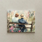 Romantic Couple on Bench Watercolor Canvas Art – Bedroom Living Room Wall Decor