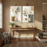 Modern Botanical Neutral Canvas Art – Minimal Bedroom Living Room Wall Decor
