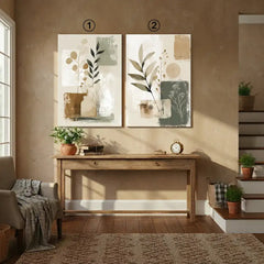 Modern Botanical Neutral Canvas Art – Minimal Bedroom Living Room Wall Decor