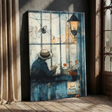 Vintage Morning Journey Retro Cafe Window Canvas Art – Bedroom Living Room Wall Decor