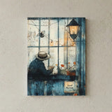 Vintage Morning Journey Retro Cafe Window Canvas Art – Bedroom Living Room Wall Decor