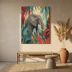 Safari Elephant Modern Jungle Wildlife Canvas Art – Bedroom Living Room Wall Decor