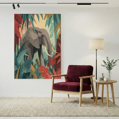 Safari Elephant Modern Jungle Wildlife Canvas Art – Bedroom Living Room Wall Decor