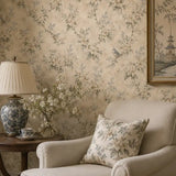 Ivory Blossom & Bluebird Chinoiserie Wallpaper