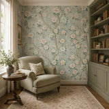 English Garden Peony Chinoiserie Wallpaper