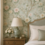 English Garden Peony Chinoiserie Wallpaper