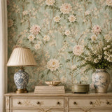 English Garden Peony Chinoiserie Wallpaper