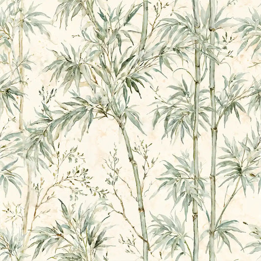 Serene Bamboo Garden Chinoiserie Wallpaper