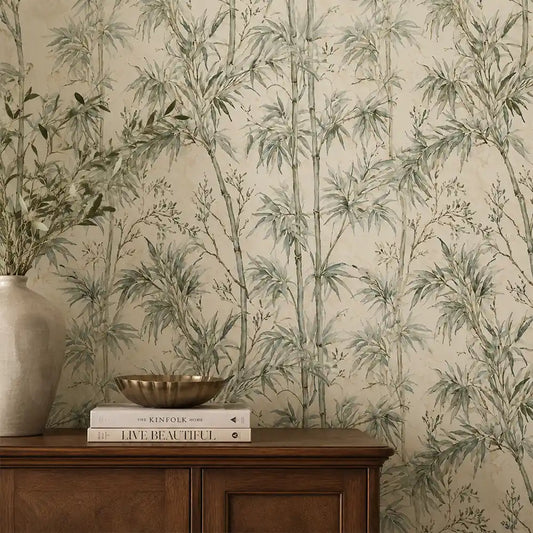 Serene Bamboo Garden Chinoiserie Wallpaper