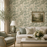 Serene Bamboo Garden Chinoiserie Wallpaper