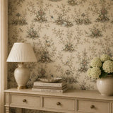 Oriental Garden Crane Chinoiserie Wallpaper